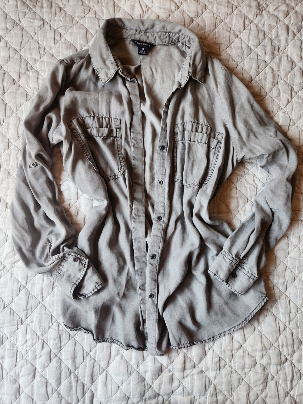 Tencel Basics Women's Button-Down Shirt — Stone Gray
